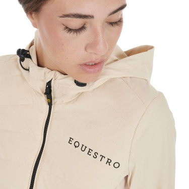 Piumino da donna in tessuto tecnico misto Equestro Beige