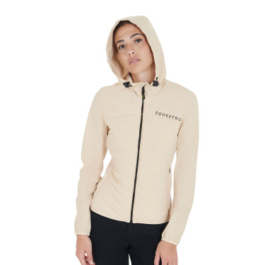 Piumino da donna in tessuto tecnico misto Equestro Beige