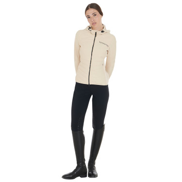 Piumino da donna in tessuto tecnico misto Equestro Beige