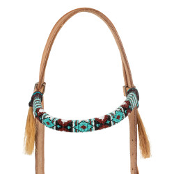 Filet sans morso con capezzina decorata con perline colorate Pool's Naturale Marrone