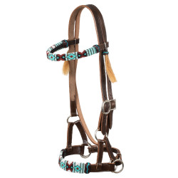 Filet sans morso con capezzina decorata con perline colorate Pool's Marrone scuro