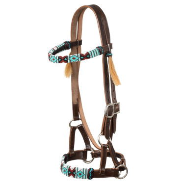 Filet sans morso con capezzina decorata con perline colorate Pool's Marrone scuro