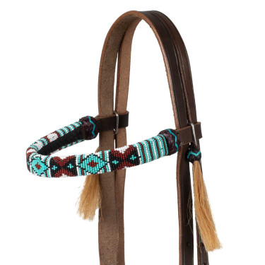 Filet sans morso con capezzina decorata con perline colorate Pool's Marrone scuro