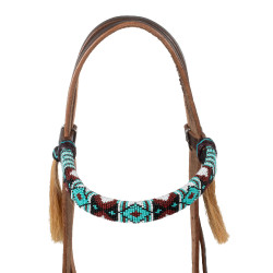 Filet sans morso con capezzina decorata con perline colorate Pool's Marrone scuro