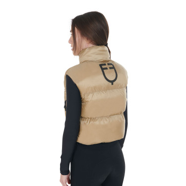 Gilet corto con zip da donna Equestro Incenso Beige