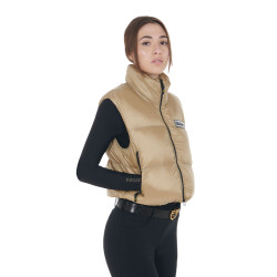 Gilet corto con zip da donna Equestro Incenso Beige