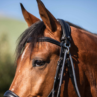 Gogue in cuoio di vitello e nylon Acavallo Nero