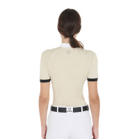 Polo da concorso donna taglio slim con inserti a contrasto sulle spalle Equestro Beige Polo da concorso donna taglio slim con inserti a contrasto sulle spalle Equestro Beige
