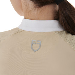 Polo da concorso donna taglio slim con inserti a contrasto sulle spalle Equestro Beige