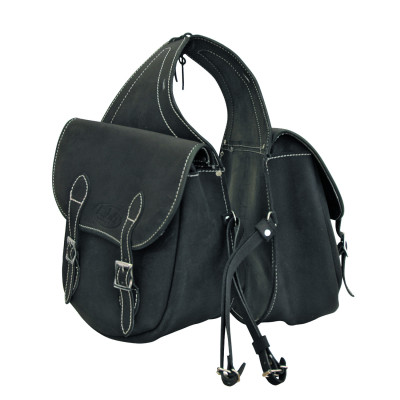 Sacoche en cuir pour selle Lakota modèle classique Noir