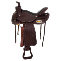 Westernsattel mit Beschlägen aus Edelstahl, genarbtem Leder und floraler Prägung 2815 Denver Olio scuro Marrone Westernsattel mit Beschlägen aus Edelstahl, genarbtem Leder und floraler Prägung 2815 Denver Olio scuro Marrone