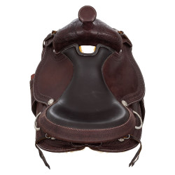 Sella western finiture in acciaio inox cuoio stampato a grana e motivo serpente 2817 Denver Olio scuro Marrone