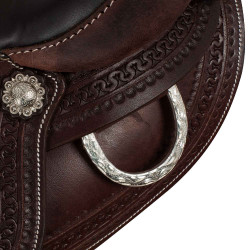 Sella western finiture in acciaio inox cuoio stampato a grana e motivo serpente 2817 Denver Olio scuro Marrone