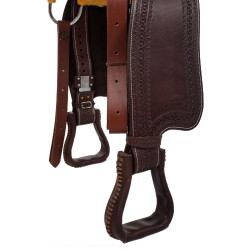 Sella western finiture in acciaio inox cuoio stampato a grana e motivo serpente 2817 Denver Olio scuro Marrone