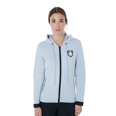 Felpa da donna con zip frontale in interlock Equestro Azzurro cielo Blu