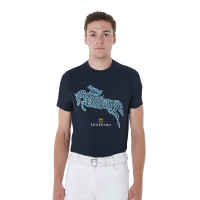 T-shirt in cotone da uomo Equestro taglio slim con stampa Jump Marina Blu marino T-shirt in cotone da uomo Equestro taglio slim con stampa Jump Marina Blu marino