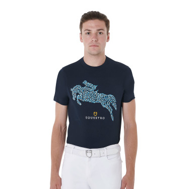 T-shirt in cotone da uomo Equestro taglio slim con stampa Jump Marina Blu marino T-shirt in cotone da uomo Equestro taglio slim con stampa Jump Marina Blu marino