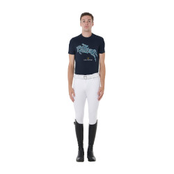 T-shirt in cotone da uomo Equestro taglio slim con stampa Jump Marina Blu marino T-shirt in cotone da uomo Equestro taglio slim con stampa Jump Marina Blu marino