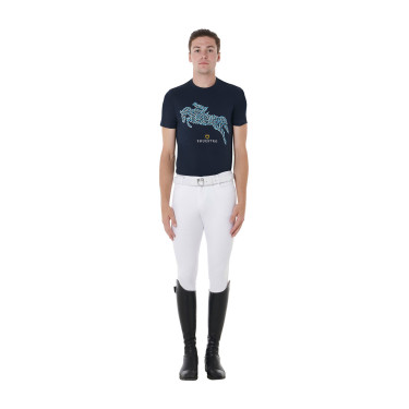 T-shirt in cotone da uomo Equestro taglio slim con stampa Jump Marina Blu marino T-shirt in cotone da uomo Equestro taglio slim con stampa Jump Marina Blu marino