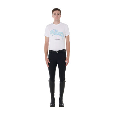 T-shirt en coton Equestro pour homme coupe slim imprimé Jump Blanc