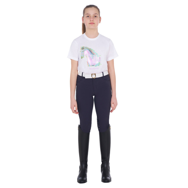 T-shirt da ragazza con stampa di cavallo a interferenza Equestro T-shirt da ragazza con stampa di cavallo a interferenza Equestro
