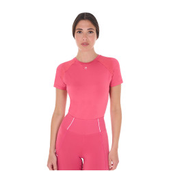 T-shirt tecnico da allenamento da donna taglio slim Equestro Caprifoglio Rosa