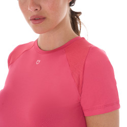 T-shirt tecnico da allenamento da donna taglio slim Equestro Caprifoglio Rosa
