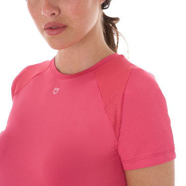 T-shirt tecnico da allenamento da donna taglio slim Equestro Caprifoglio Rosa