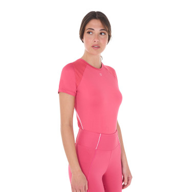 T-shirt tecnico da allenamento da donna taglio slim Equestro Caprifoglio Rosa