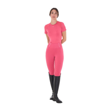 T-shirt tecnico da allenamento da donna taglio slim Equestro Caprifoglio Rosa