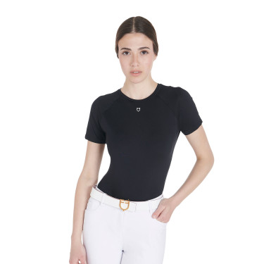 T-shirt tecnico da allenamento da donna taglio slim Equestro Nero