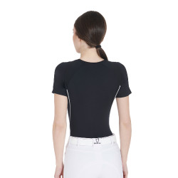 T-shirt tecnico da allenamento da donna taglio slim Equestro Nero