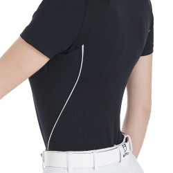 T-shirt tecnico da allenamento da donna taglio slim Equestro Nero
