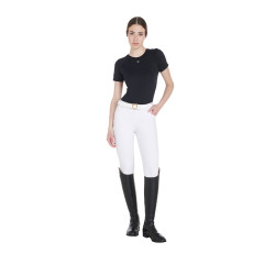 T-shirt tecnico da allenamento da donna taglio slim Equestro Nero