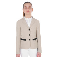 Giacca da concorso a tre bottoni da ragazza in mesh Equestro Tan Oxford Rosa Giacca da concorso a tre bottoni da ragazza in mesh Equestro Tan Oxford Rosa