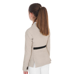 Giacca da concorso a tre bottoni da ragazza in mesh Equestro Tan Oxford Rosa Giacca da concorso a tre bottoni da ragazza in mesh Equestro Tan Oxford Rosa