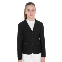 Giacca da concorso a tre bottoni da ragazza in mesh Equestro Tan Oxford Rosa Giacca da concorso a tre bottoni da ragazza in mesh Equestro Tan Oxford Rosa