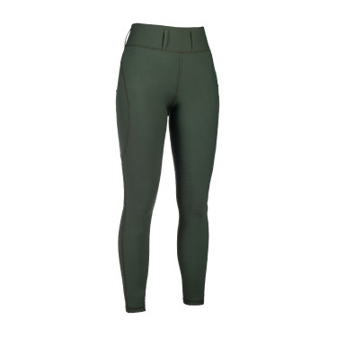 Leggings HKM Jil a vita alta con inserti in silicone Verde oliva