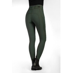 Leggings HKM Jil a vita alta con inserti in silicone Verde oliva