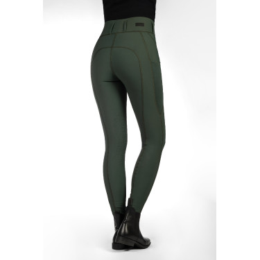 Leggings HKM Jil a vita alta con inserti in silicone Verde oliva