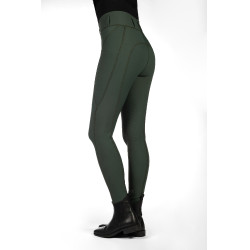 Leggings HKM Jil a vita alta con inserti in silicone Verde oliva