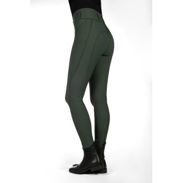 Leggings HKM Jil a vita alta con inserti in silicone Verde oliva