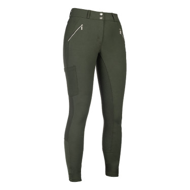 Pantaloni HKM Lia a vita alta con grip in silicone a tutta lunghezza Verde oliva Pantaloni HKM Lia a vita alta con grip in silicone a tutta lunghezza Verde oliva