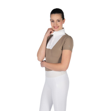 Polo da concorso HKM Virginia a maniche corte Talpa Marrone