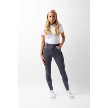 Pantaloni con grip integrale per tutte le stagioni Horze Mira Blu nuvola temporalesca Grigio