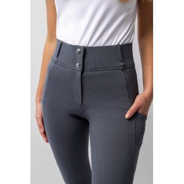 Pantaloni con grip integrale per tutte le stagioni Horze Mira Blu nuvola temporalesca Grigio