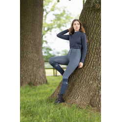 Pantaloni con grip integrale per tutte le stagioni Horze Mira Blu nuvola temporalesca Grigio