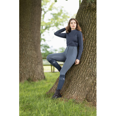 Pantaloni con grip integrale per tutte le stagioni Horze Mira Blu nuvola temporalesca Grigio