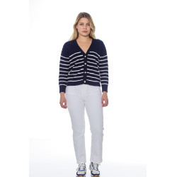 Cardigan Harcour Camelia donna Marino / bianco Blu Cardigan Harcour Camelia donna Marino / bianco Blu