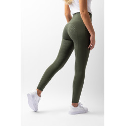 Leggings a vita alta con fondo in silicone integrale Gillian Horze donna Scarabeo verde kaki Leggings a vita alta con fondo in silicone integrale Gillian Horze donna Scarabeo verde kaki